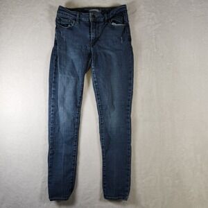 Levi's 711 Skinny Jeans‎ Sz 28 x 30 Blue Mid Rise Stretch Denim Faded Distressed